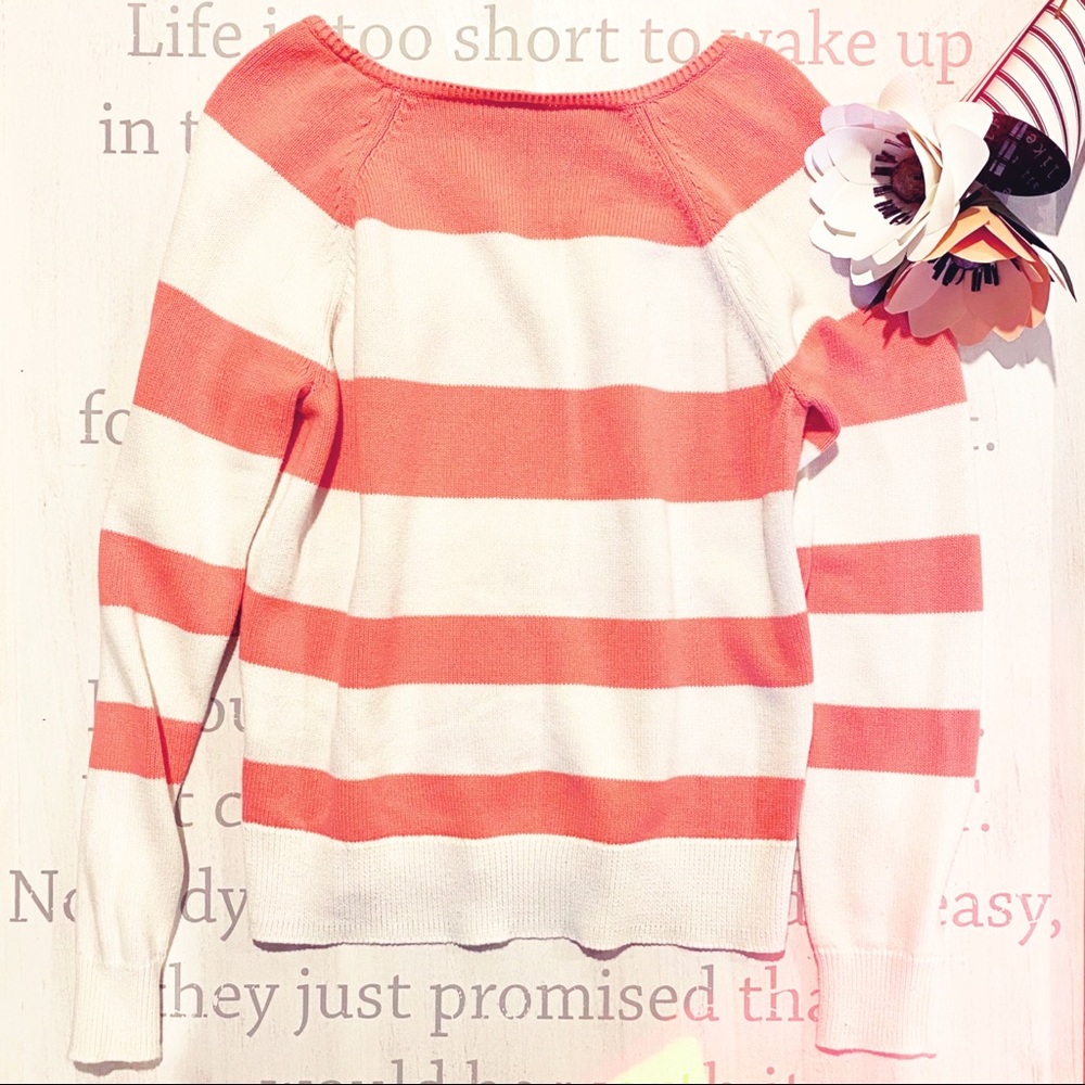 Coral Pink & White Striped Gap Sweater